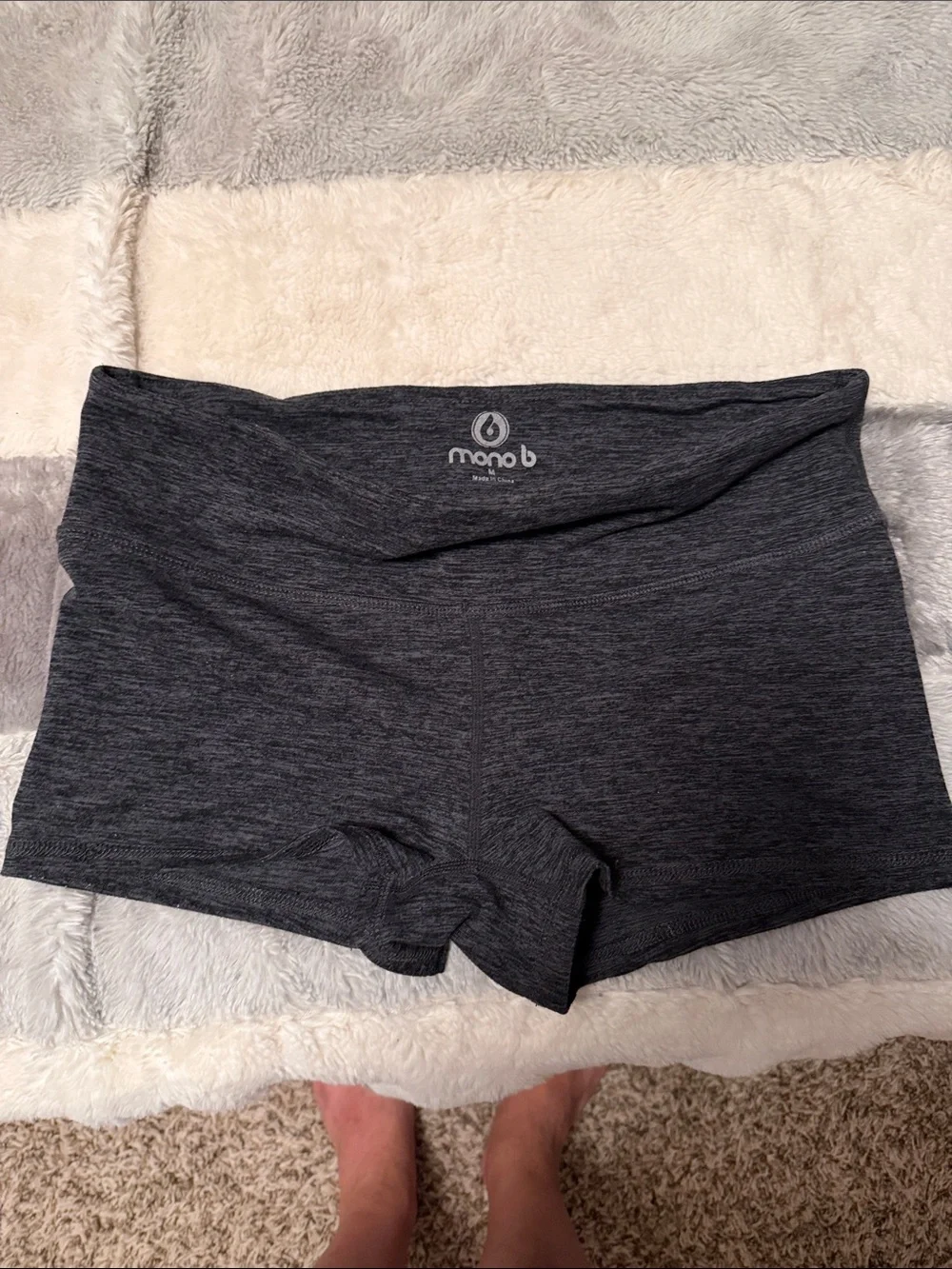 Mono B Charcoal Heather High-Waist Active Shorts